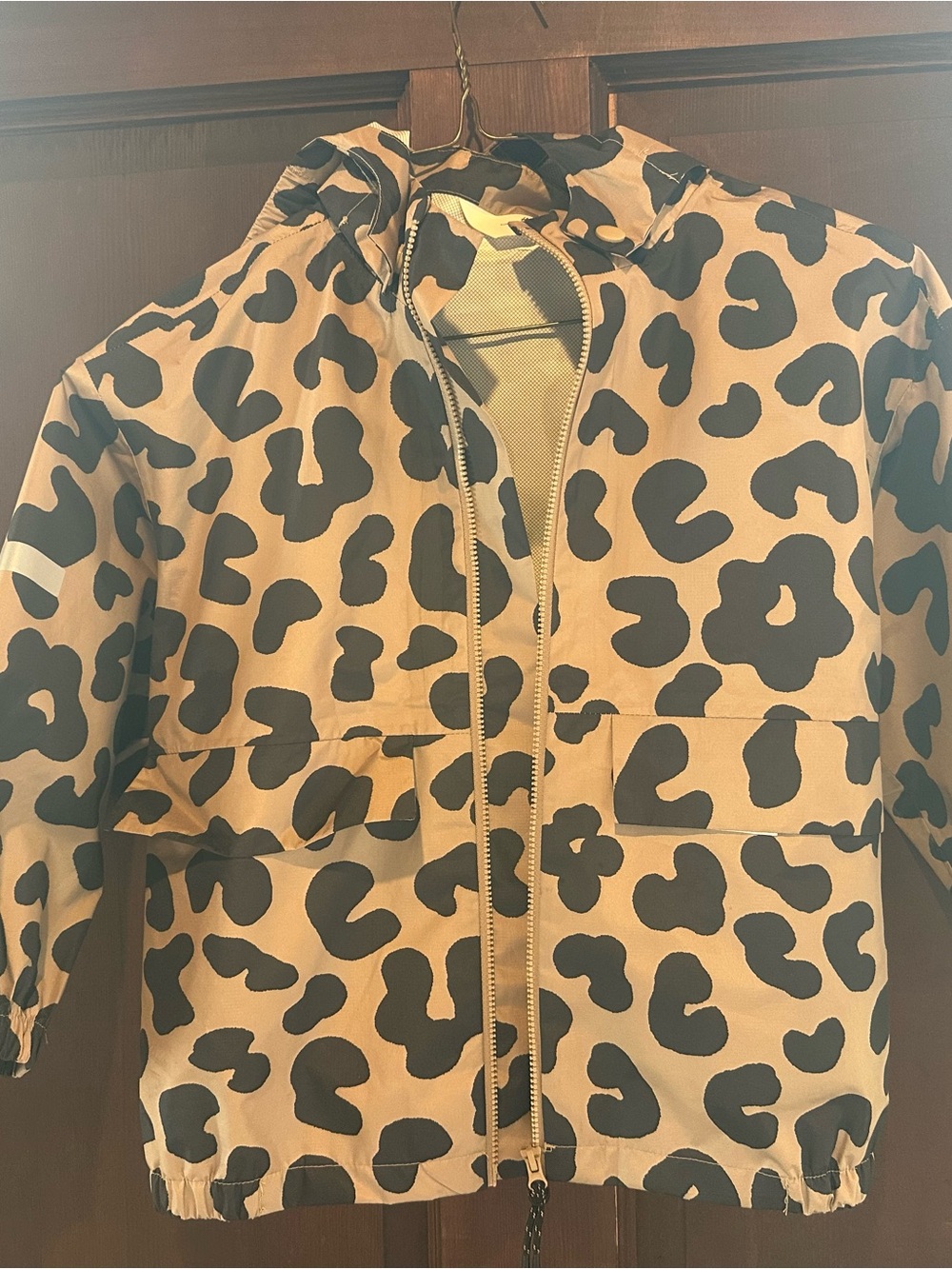 H&M Girls' Leopard Print Hooded Raincoat - Black and Tan